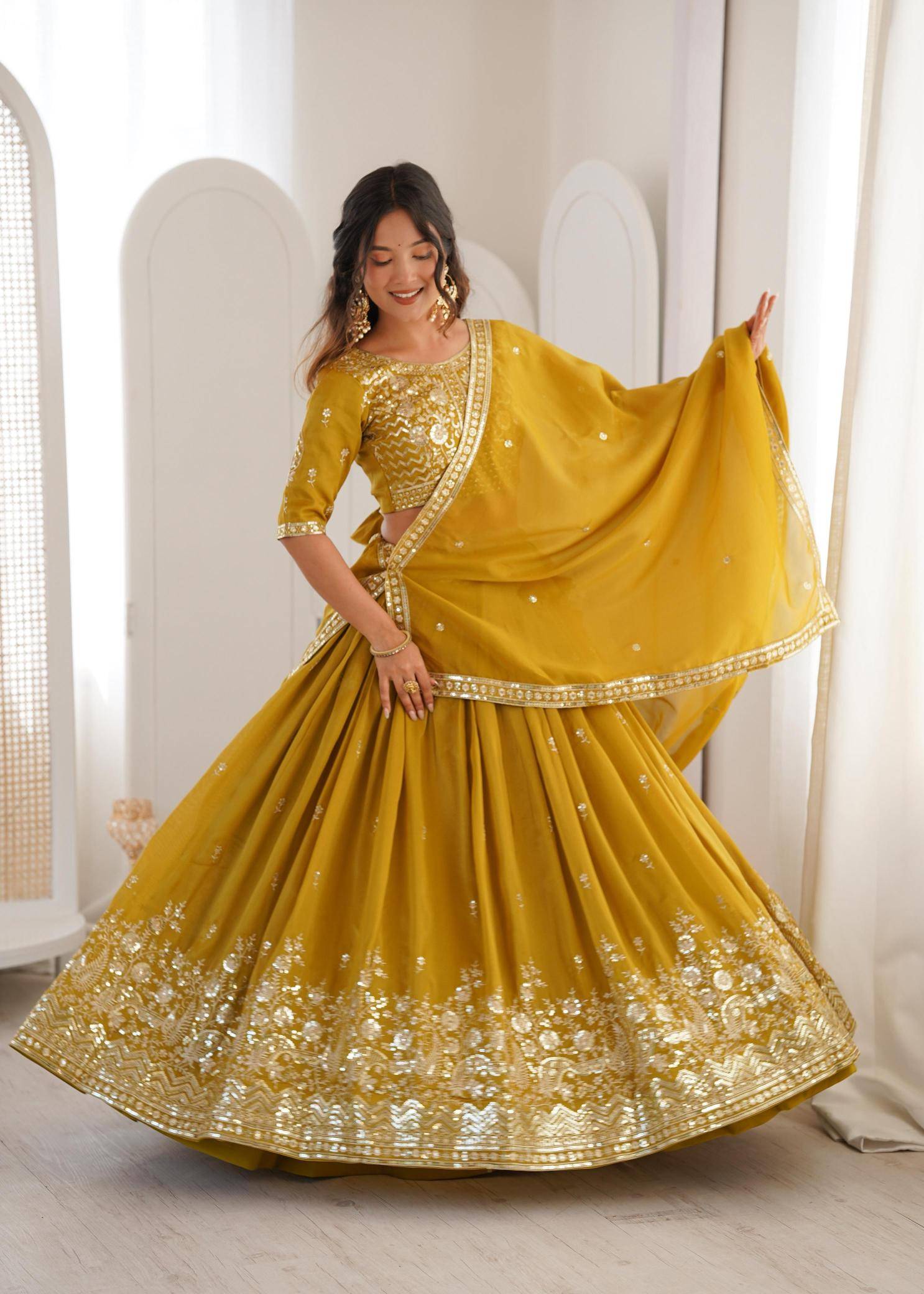SP 70 Simmer Silk Yellow Latest lehenga choli trends in Pune
